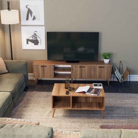 Mezza Set 1583-2072 Exxen 180 Cm Tv Ünitesi Exxen Orta Sehpa (AHŞAP AYAKLI) Ürgüp Rengi