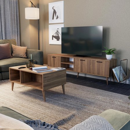 Mezza Set 1583-2072 Exxen 180 Cm Tv Ünitesi Exxen Orta Sehpa (AHŞAP AYAKLI) Ürgüp Rengi