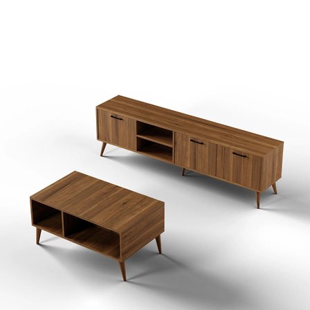 Mezza Set 1583-2072 Exxen 180 Cm Tv Ünitesi Exxen Orta Sehpa (AHŞAP AYAKLI) Ürgüp Rengi