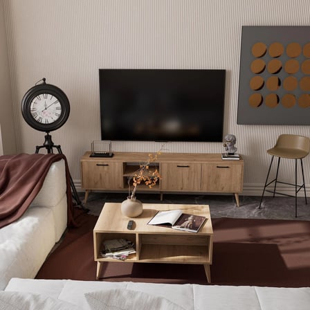 Mezza Set 1587-2076 Exxen 180 Cm Tv Ünitesi + Exxen Orta Sehpa - Sepet Rengi