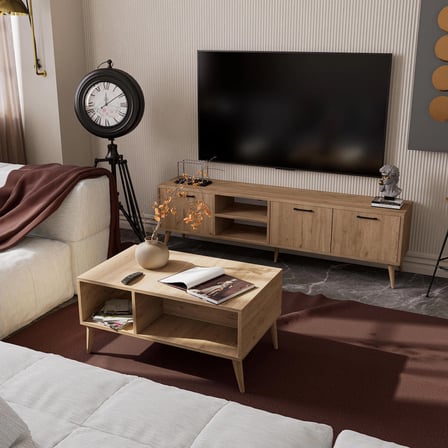 Mezza Set 1587-2076 Exxen 180 Cm Tv Ünitesi + Exxen Orta Sehpa - Sepet Rengi