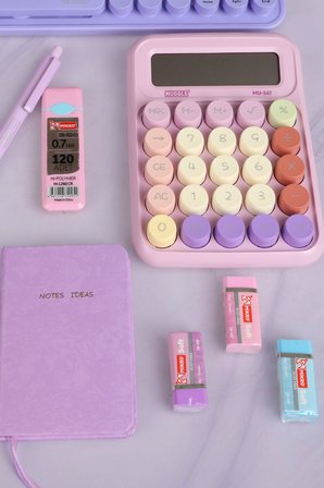 Dekomus x Mikro Lavender Candy Office Collection 13 Parça Kablosuz Mouse&Klavye, Hesap Makinası Ve Kırtasiye/Ofis Seti