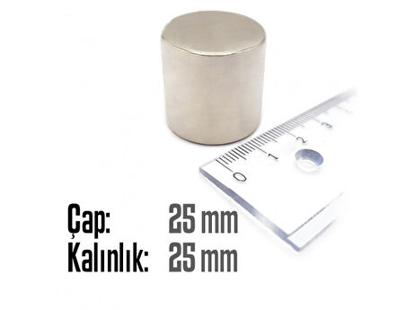 Neodyum Mıknatıs Silindir Çap 25mm , Kalınlık 25mm   ( 1 Adet)