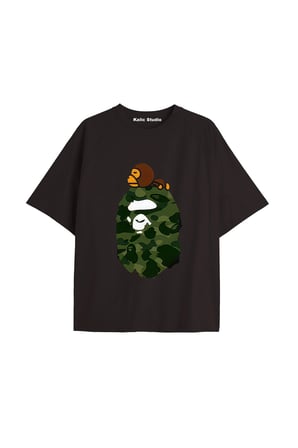 UNİSEX Bay Bape Desenli Siyah Yazlık T-shirt