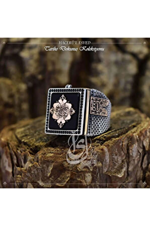 Islam Usta Tasarımı Hacer'ül Esved Gümüş Erkek Yüzük