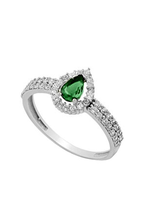 Venessa Zümrüt Taşlı Kadın Gümüş Yüzük