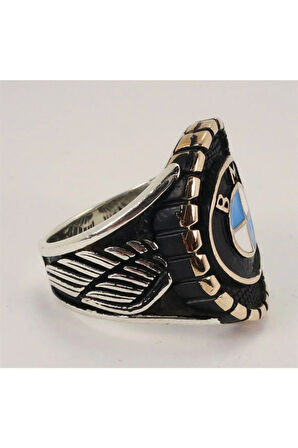 Bmw Logolu Amblemli Gümüş Erkek Yüzük