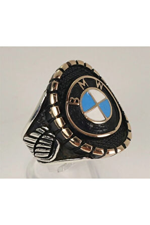 Bmw Logolu Amblemli Gümüş Erkek Yüzük