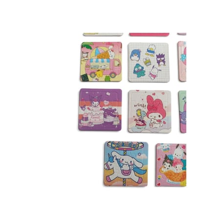 Sanrio Kuromi My Melody 20'li Mini Karton Yapboz Seti - 5.5x5.5 cm Tamamı Farklı Desenli Kawaii Puzzle