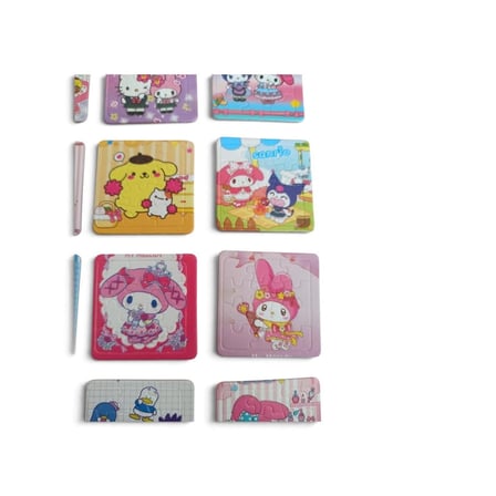 Sanrio Kuromi My Melody 20'li Mini Karton Yapboz Seti - 5.5x5.5 cm Tamamı Farklı Desenli Kawaii Puzzle
