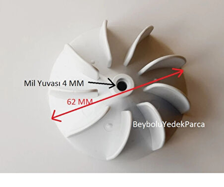 Fönsan Pervane Saç Kurutma Pervanesi 9 Kanat Çap 62 MM Mil Yuvası