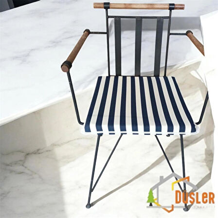 40x40 Lacivert Beyaz Çizgili Alt Sandalye Minderi 4 cm