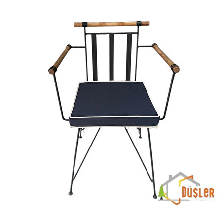 40x40 Krem Biyeli Lacivert Alt Sandalye Minderi 5 cm