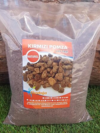 Kırmızı Pomza Taşı 0-5 mm  10 litre (5 kg) Volkanik Cürüf Ponza Lav Kırığı