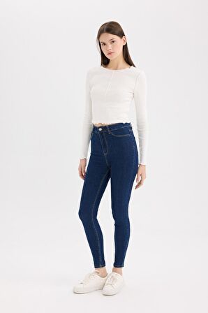 DeFacto Jegging Yüksek Bel Bilek Boy Dar Paça Basic Düz Jean Pantolon B7498AX24AUNM34
