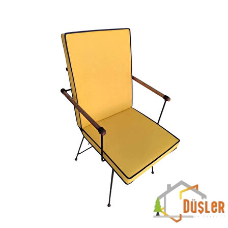 40x90 Sarı Renkli Lacivert Biyeli Sırtlı Sandalye Minderi 5 cm
