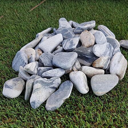 Siyah Beyaz Çizgili Dolomit Taş 15 Kg 2-4 Cm Dekoratif Renkli Taş