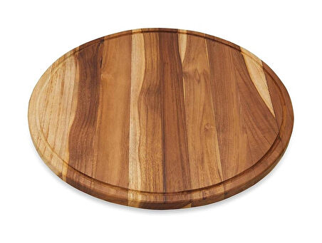 Ahşap Kayın 40 cm Yuvarlak Servis Sunum Pizza Tabağı 