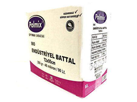 Omnipazar Polmix Eko End Battal Boy Çöp Poşeti 72x95cm 20 Rulo 200 Ad 6Kg Siyah