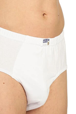 Yıldızı Beyaz 6'lı Paket %100 Pamuk Erkek Slip Külot 0005