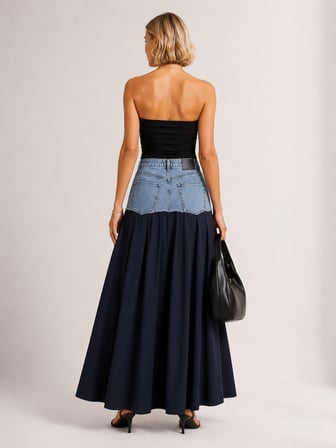 Nova Denim Detaylı Maxi Etek XS/S