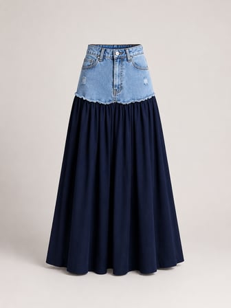 Nova Denim Detaylı Maxi Etek XS/S