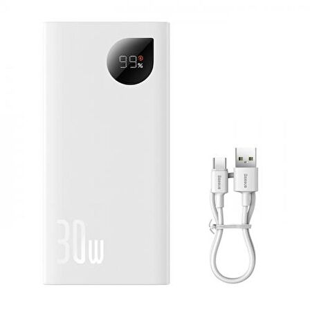 Baseus Premium 10000 mAh Hızlı Şarj Powerbank Beyaz 
