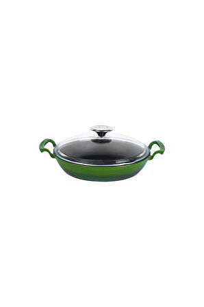 Cam Kapaklı 3'li Yeşil Sahan Seti (16 Cm - 20 Cm-24cm)