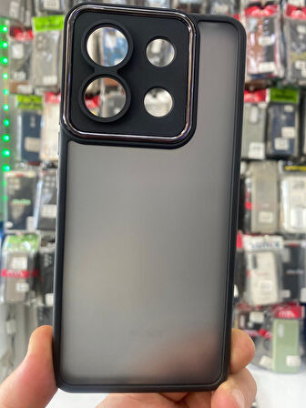 XİAOMİ NOTE 12 PRO 5G UYUMLU SFN05 SERT MAT KAMERA LENS KORUMA METAL ÇERÇEVELİ KILIF SİYAH