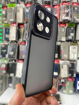 XİAOMİ NOTE 12 PRO 5G UYUMLU SFN05 SERT MAT KAMERA LENS KORUMA METAL ÇERÇEVELİ KILIF SİYAH