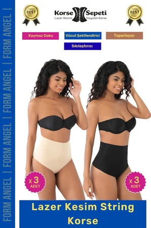 #Korse İz Yapmaz Göstermeyen Kaymaz Doku Toparlayıcı Sıkılaştıran Lazer Kesim String Korse 6'lı Set