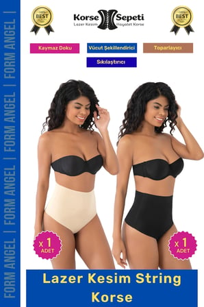 #Korse İz Yapmaz Göstermeyen Kaymaz Doku Toparlayıcı Sıkılaştıran Lazer Kesim String Korse 2'li Set