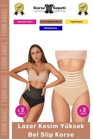 #Korse Vücut Şekillendirici Karın Bel Toparlayıcı Lazer Kesim Yüksek Bel Slip Korse 6'lı Set