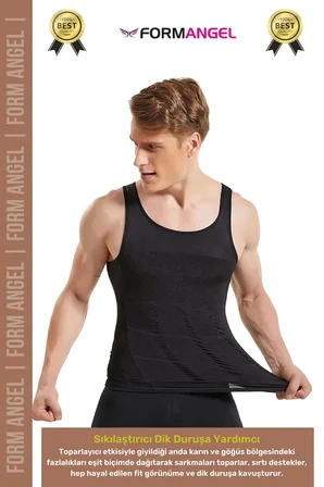 #ErkekKorse Dik Duruş Vücut Bel Göğüs Toparlayıcı Göbek Sıkılaştırıcı Erkek Korse Atlet 2'li Set