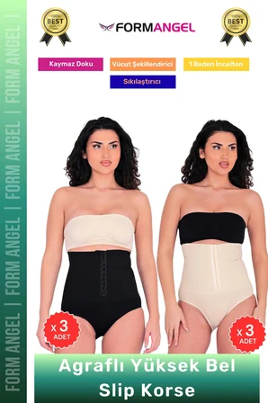 #Korse Vücut Şekillendiren Toparlayıcı Kaymaz Agraflı Yüksek Bel Slip Kadın Külot Korse 6'lı Set