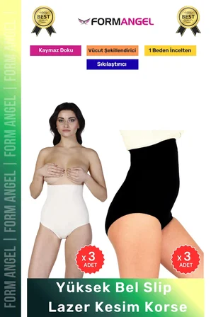 #Korse Dikişsiz Lazer Kesim İz Göstermeten Toparlayıcı Kadın Kaymaz Yüksek Bel Slip Korse 6'lı Set