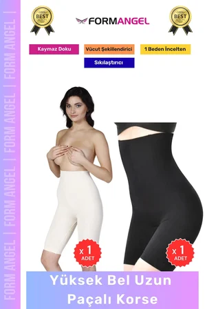 #Korse Lazer Kesim İz Göstermez Toparlayıcı Kaymaz Kadın Yüksek Bel Uzun Paçalı Korse 2'li Set