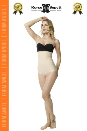 #Korse Toparlayıcı Kaymaz 2 Beden Küçülten Kadın Lazer Kesim Yüksek Bel Slip Korse - 5 Adet