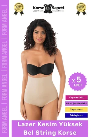 #Korse 2 Beden Küçülten İz Yapmayan Göstermeyen Lazer Kesim Yüksek Bel String Korse - 5 Adet