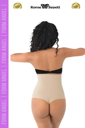 #Korse 2 Beden Küçülten İz Yapmayan Göstermeyen Lazer Kesim Yüksek Bel String Korse - 5 Adet