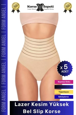 #Korse Vücut Şekillendirici Karın Bel Toparlayıcı Lazer Kesim Yüksek Bel Slip Korse - 4 Adet