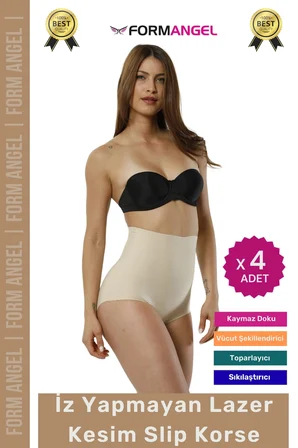 #Korse 2 Beden İncelten Toparlayıcı İz Göstermeyen Kaymaz Kadın Lazer Kesim Slip Korse - 4 Adet