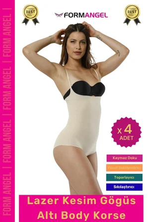 #Korse İz Göstermeyen Lazer Kesim Toparlayıcı Şekillendirici Kaymaz Göğüs Altı Body Korse - 4 Adet