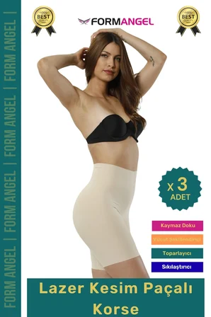 #Korse Lazer Kesim İz Göstermeyen Kaymaz Toparlayıcı Sıkılaştırıcı Paçalı Hayalet Korse - 3 Adet