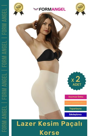 #Korse Lazer Kesim İz Göstermeyen Kaymaz Toparlayıcı Sıkılaştırıcı Paçalı Hayalet Korse - 2 Adet