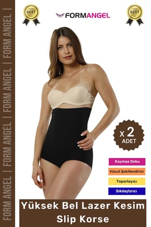 #Korse 2 Beden İncelten Lazer Kesim İz Göstermeyen Kaymaz Toparlayıcı Yüksek Bel Slip Korse - 2 Adet