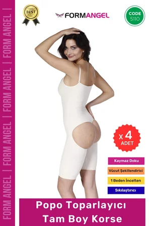 #Korse Dikişsiz Seamless Şekillendirici Kaymayan Doku Popo Toparlayıcı Tam Boy Korse - 4 Adet
