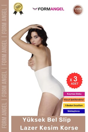 #Korse Dikişsiz Lazer Kesim İz Göstermeten Toparlayıcı Kadın Kaymaz Yüksek Bel Slip Korse - 3 Adet