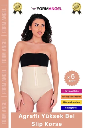 #Korse Vücut Şekillendiren Toparlayıcı Kaymaz Agraflı Yüksek Bel Slip Kadın Külot Korse - 5 Adet