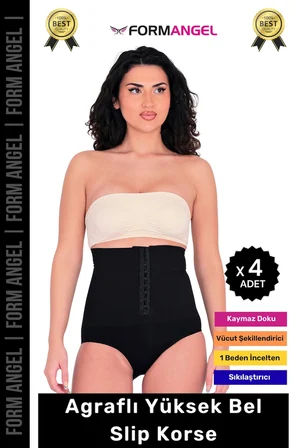 #Korse Vücut Şekillendiren Toparlayıcı Kaymaz Agraflı Yüksek Bel Slip Kadın Külot Korse - 4 Adet
